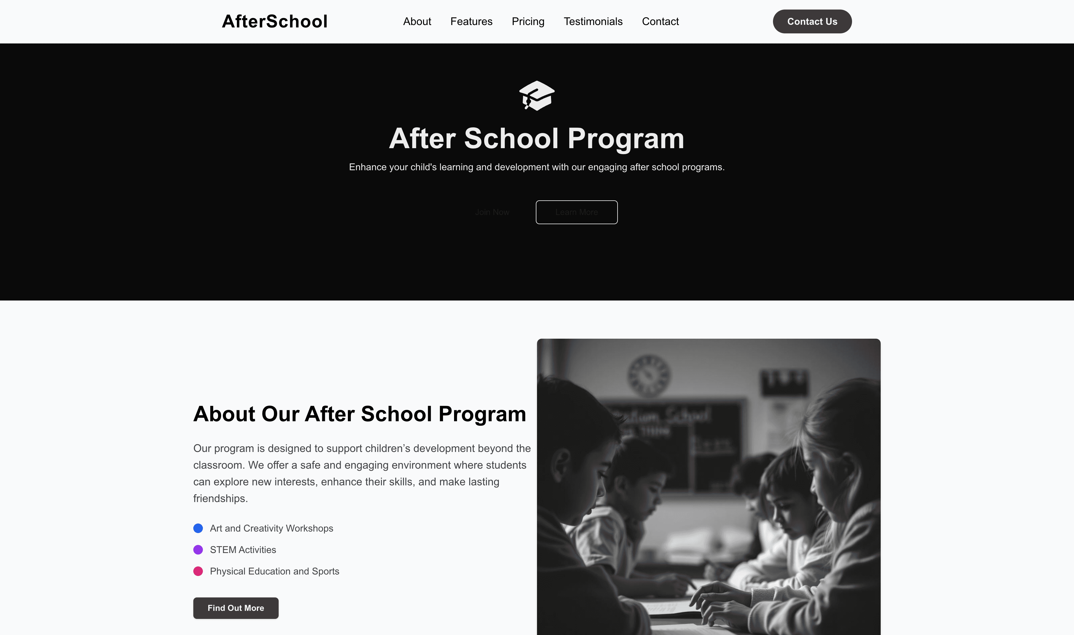 Transform a After School Program Website Template into Website in Minutes