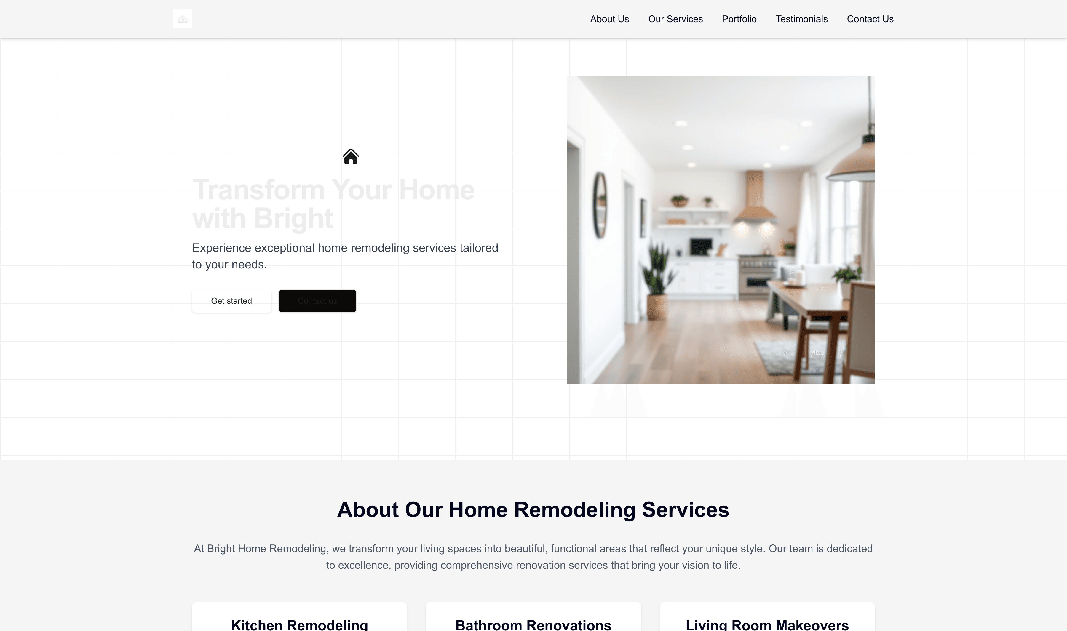 Transform a Home Remodeling Company (Bright) Website Template into Website in Minutes
