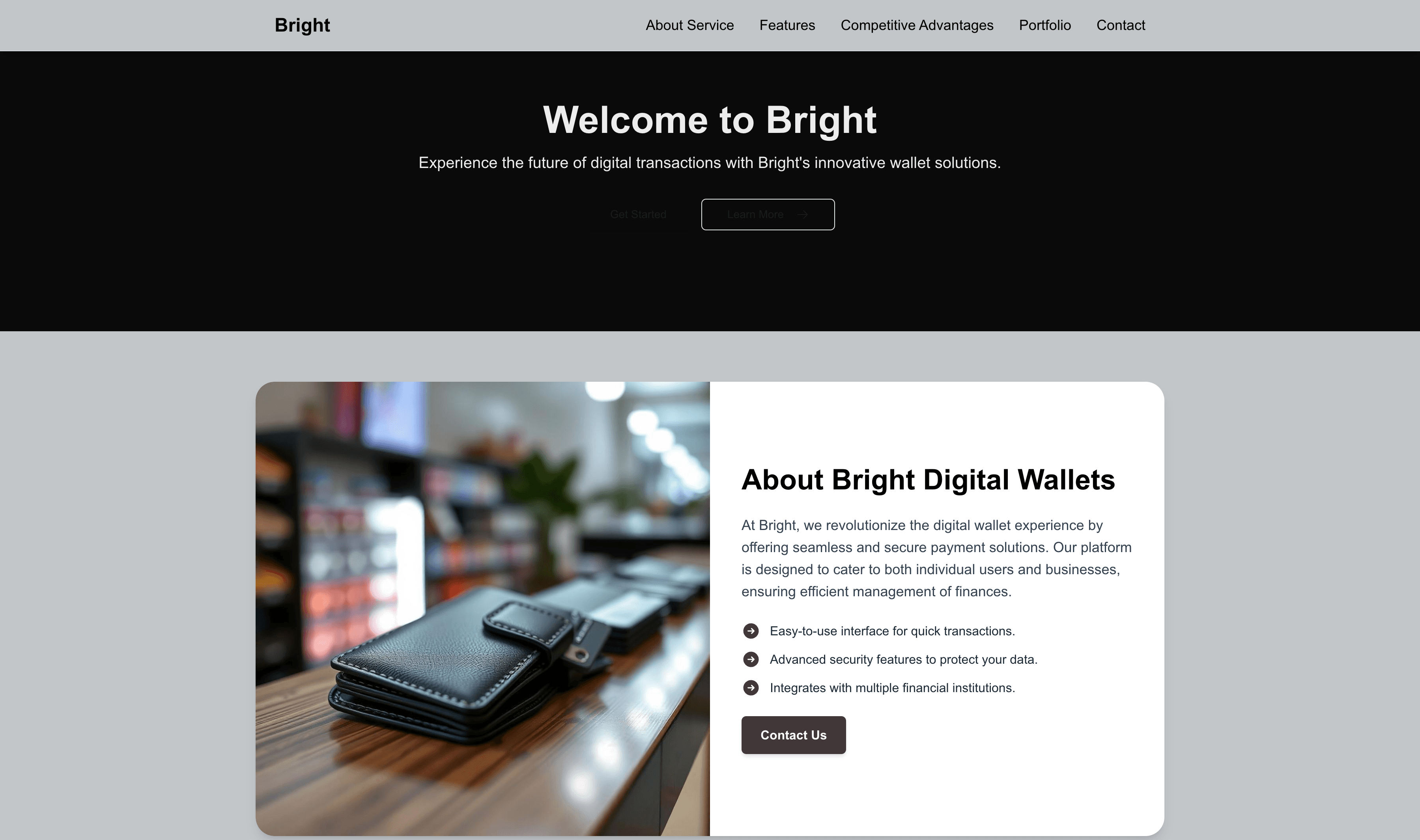 Transform a Digital Wallets Company (Bright) Website Template into Website in Minutes