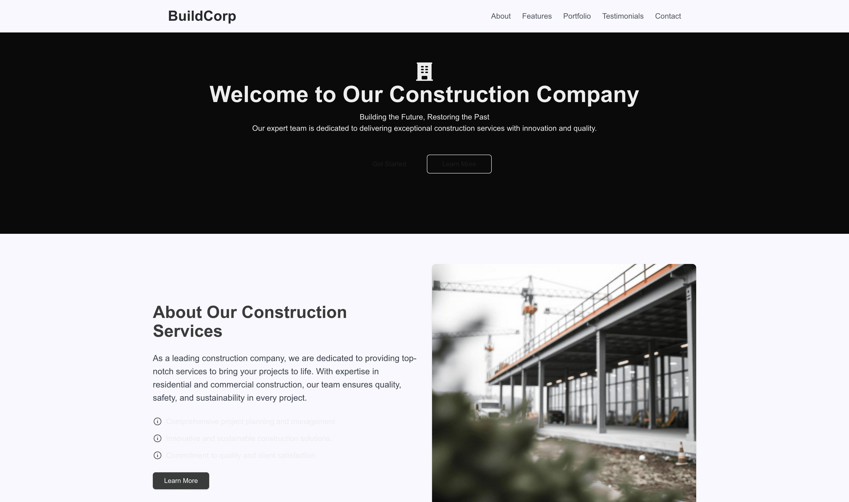 Transform a Construction Company (Bold) Website Template into Website in Minutes