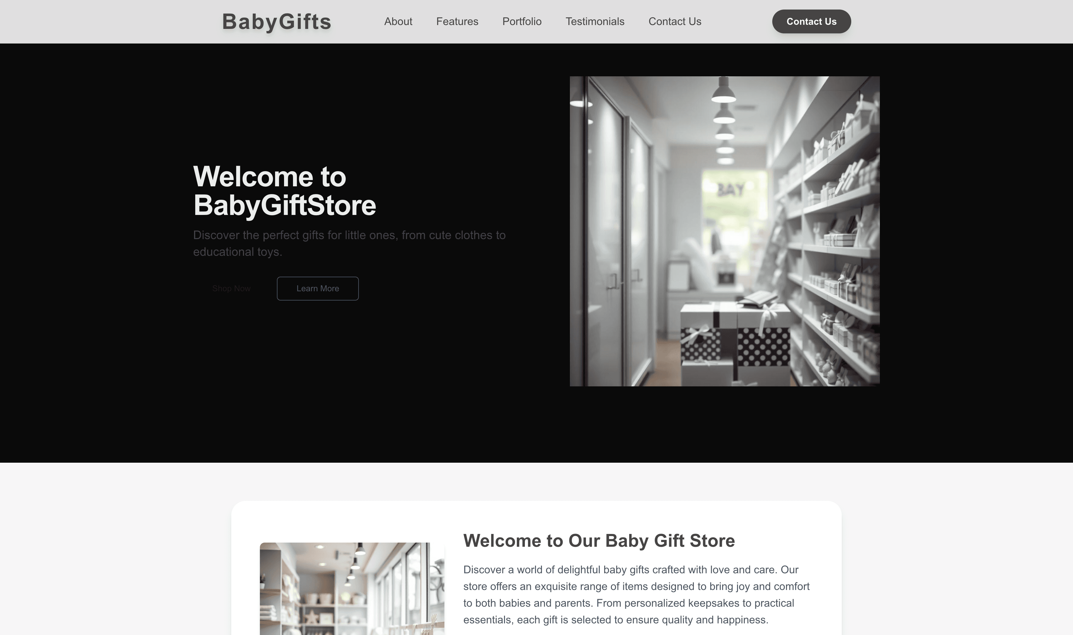 Transform a Baby Gift Store Website Template into Website in Minutes