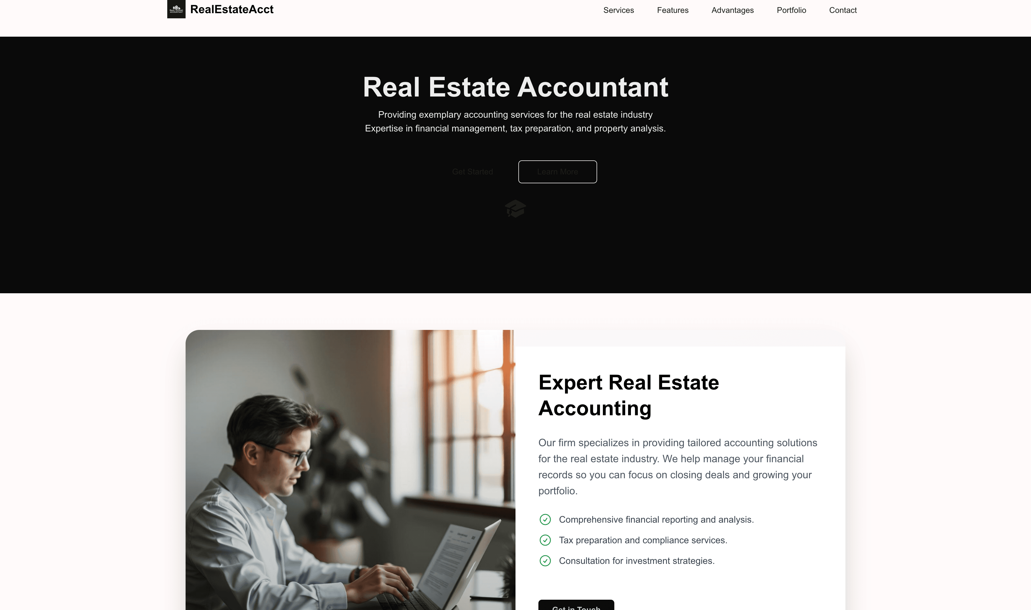 Transform a Real Estate Accountant (Classic) Website Template into Website in Minutes