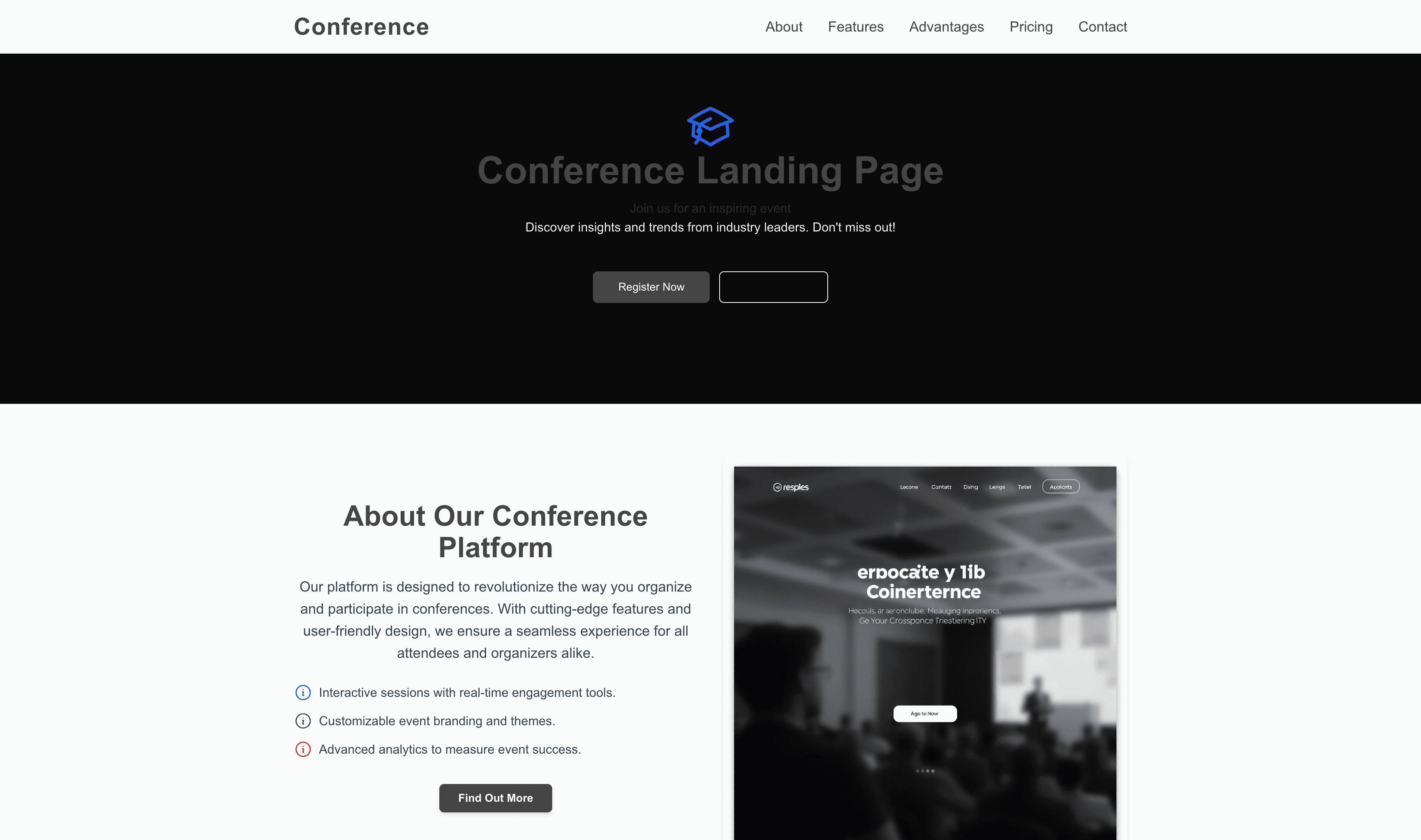Transform a Conference Landing Page (Bold) Website Template into Website in Minutes