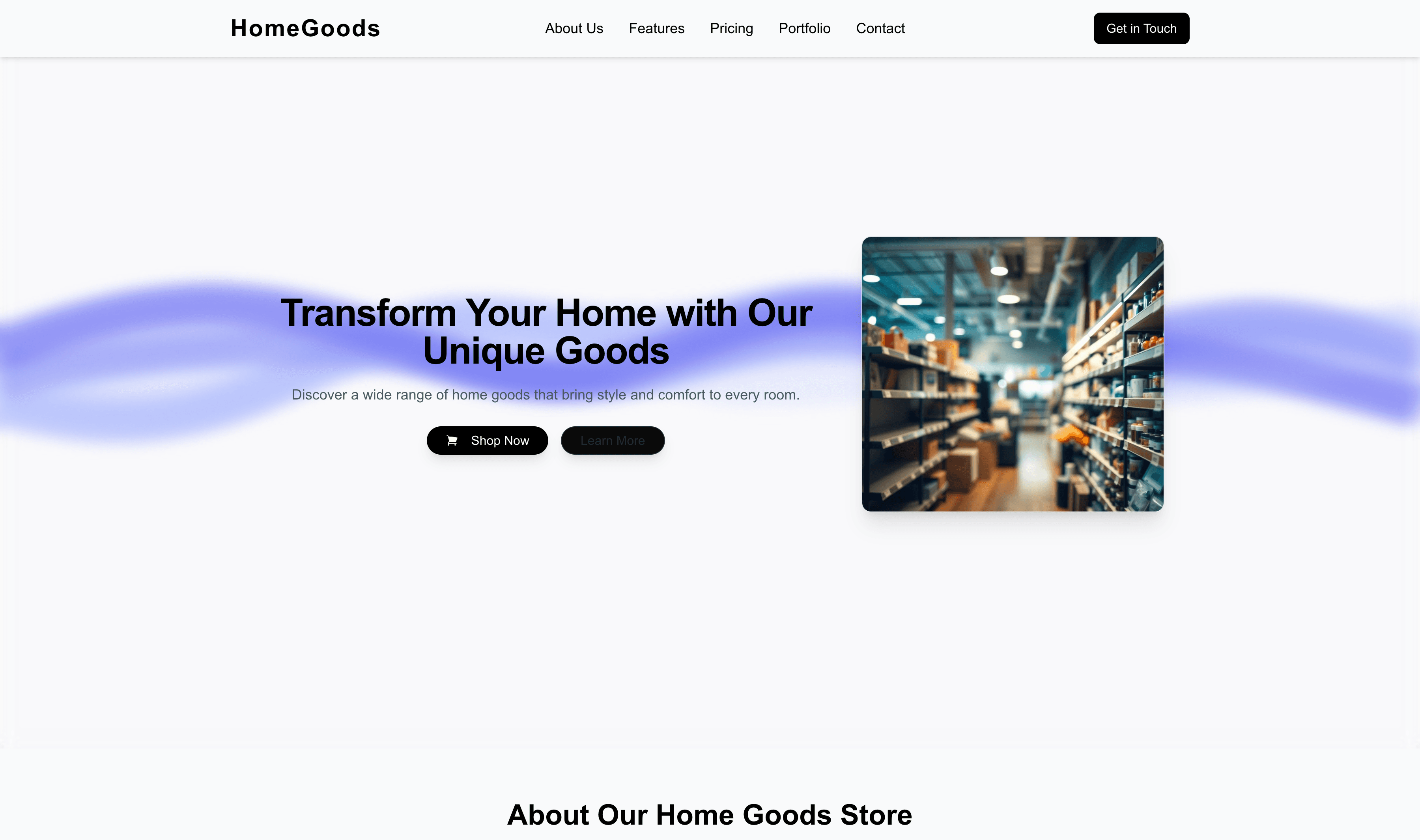 Transform a Home Goods Store Website Template into Website in Minutes