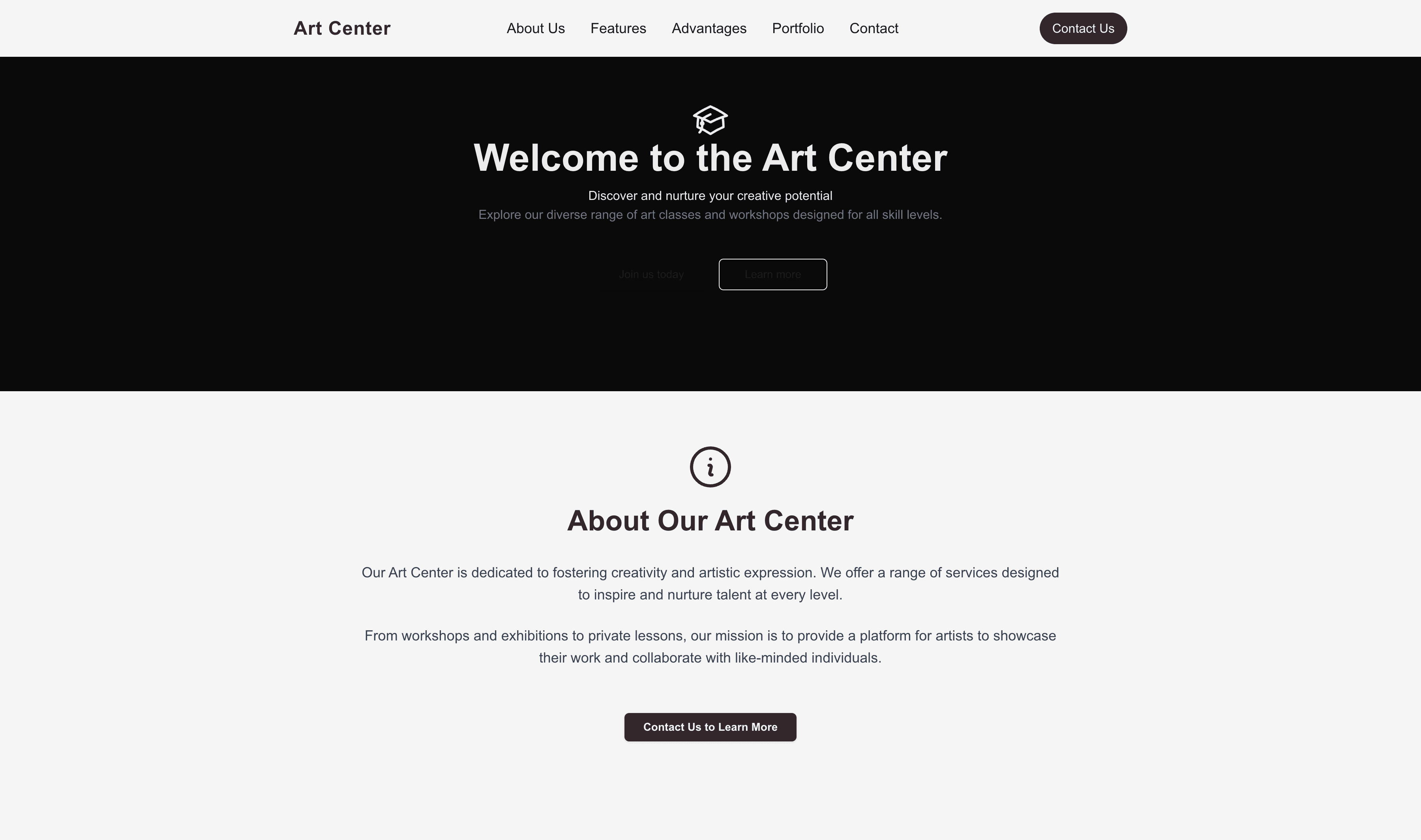 Transform a Art Center Website Template into Website in Minutes