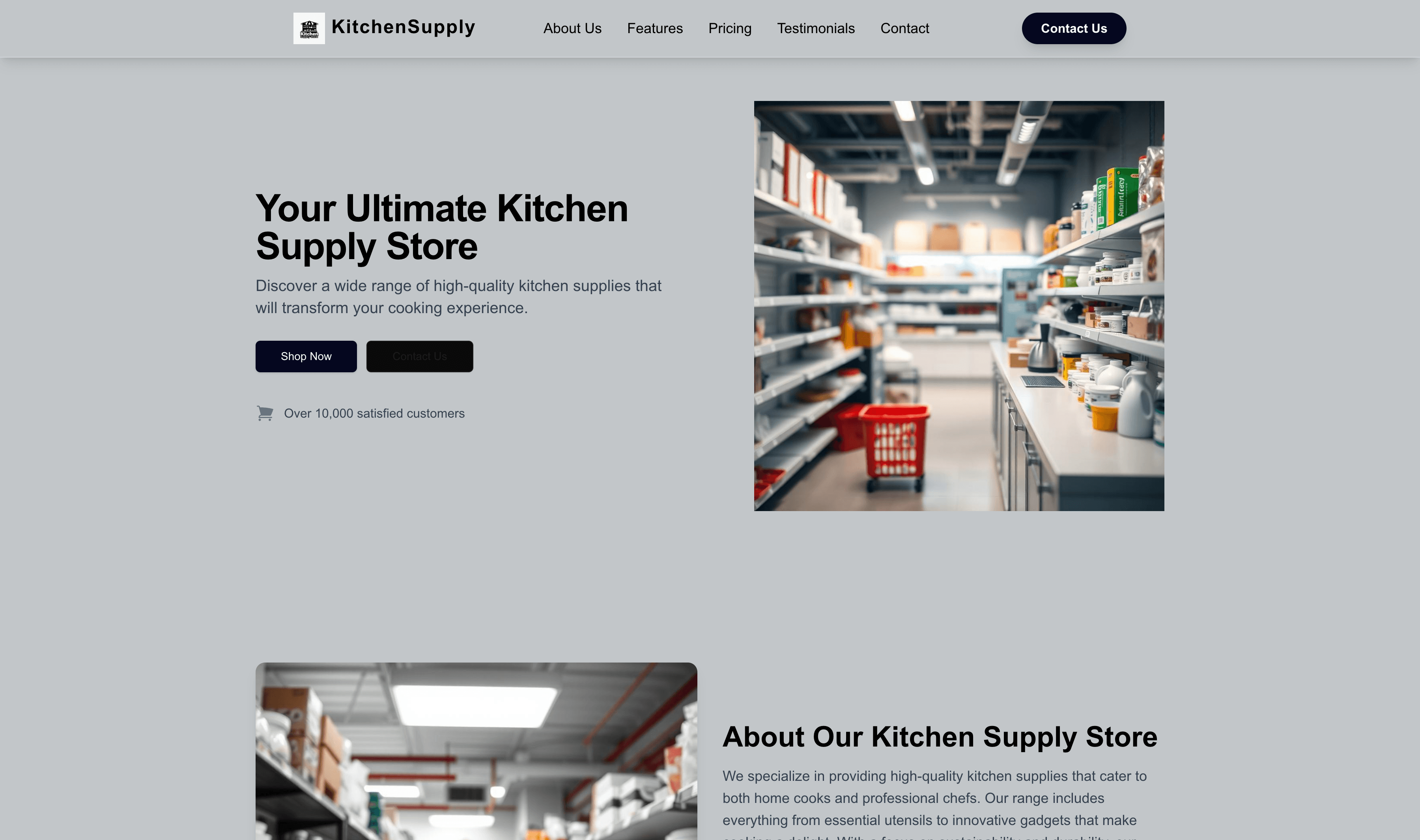 Transform a Kitchen Supply Store Website Template into Website in Minutes