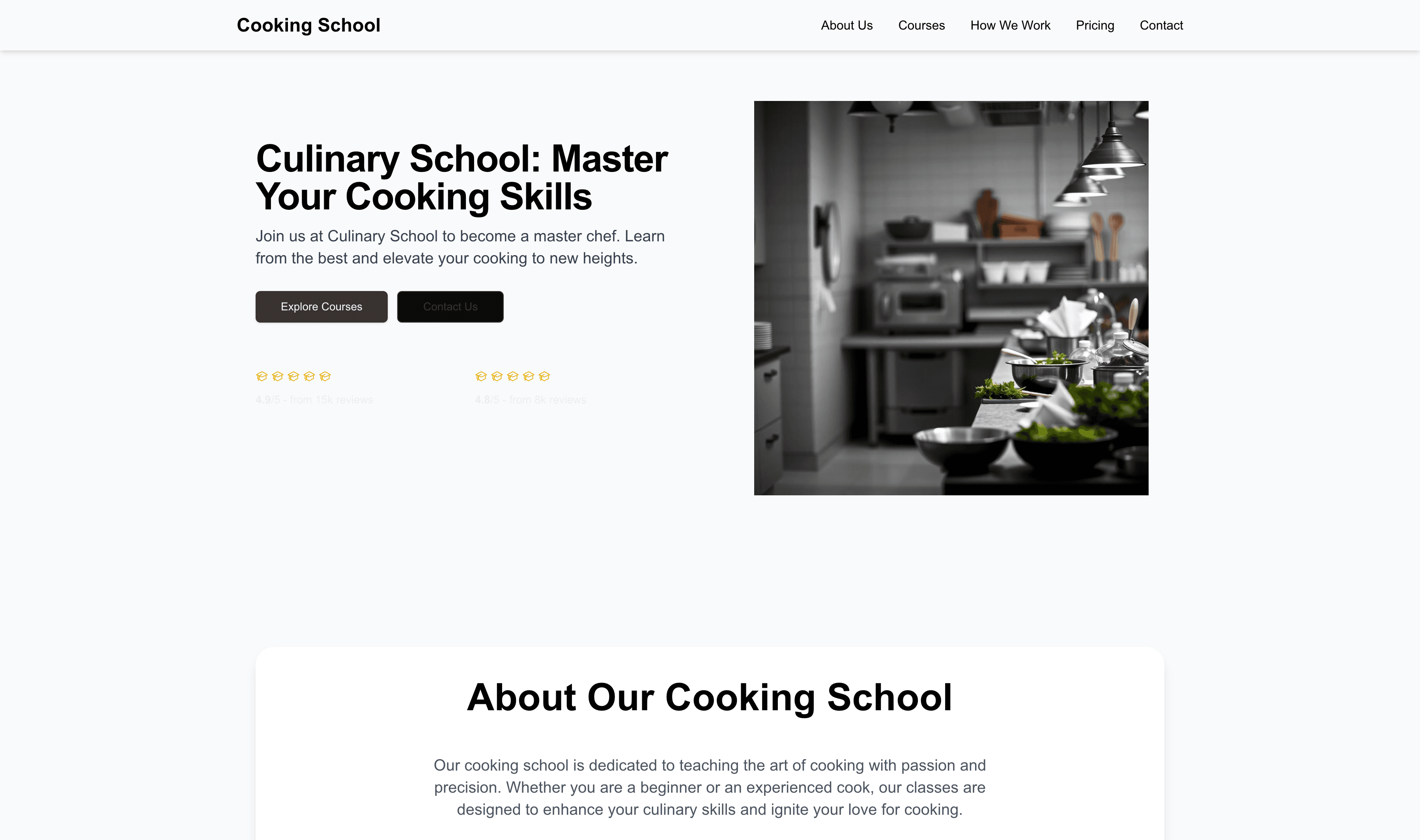 Transform a Cooking School Website Template into Website in Minutes