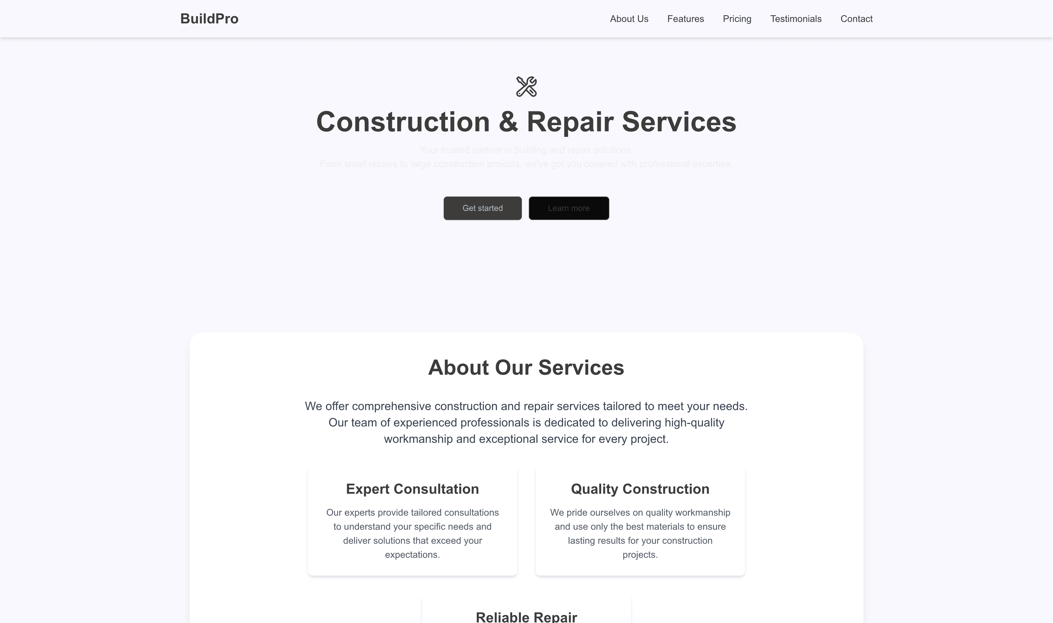 Transform a Construction & Repair Services (Dark) Website Template into Website in Minutes