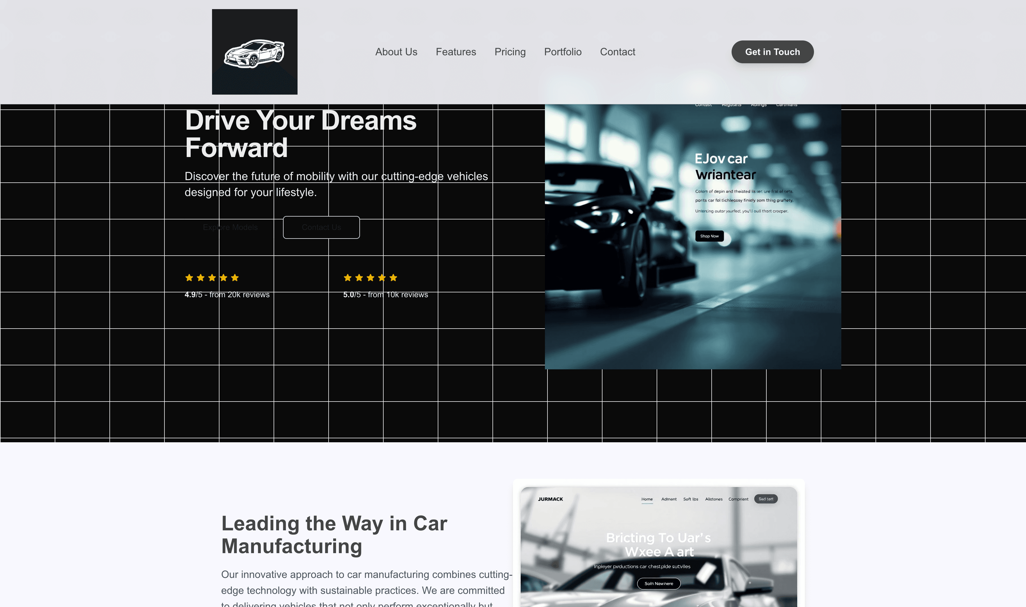 Transform a Car Manufacturer Landing Page (Dark) Website Template into Website in Minutes