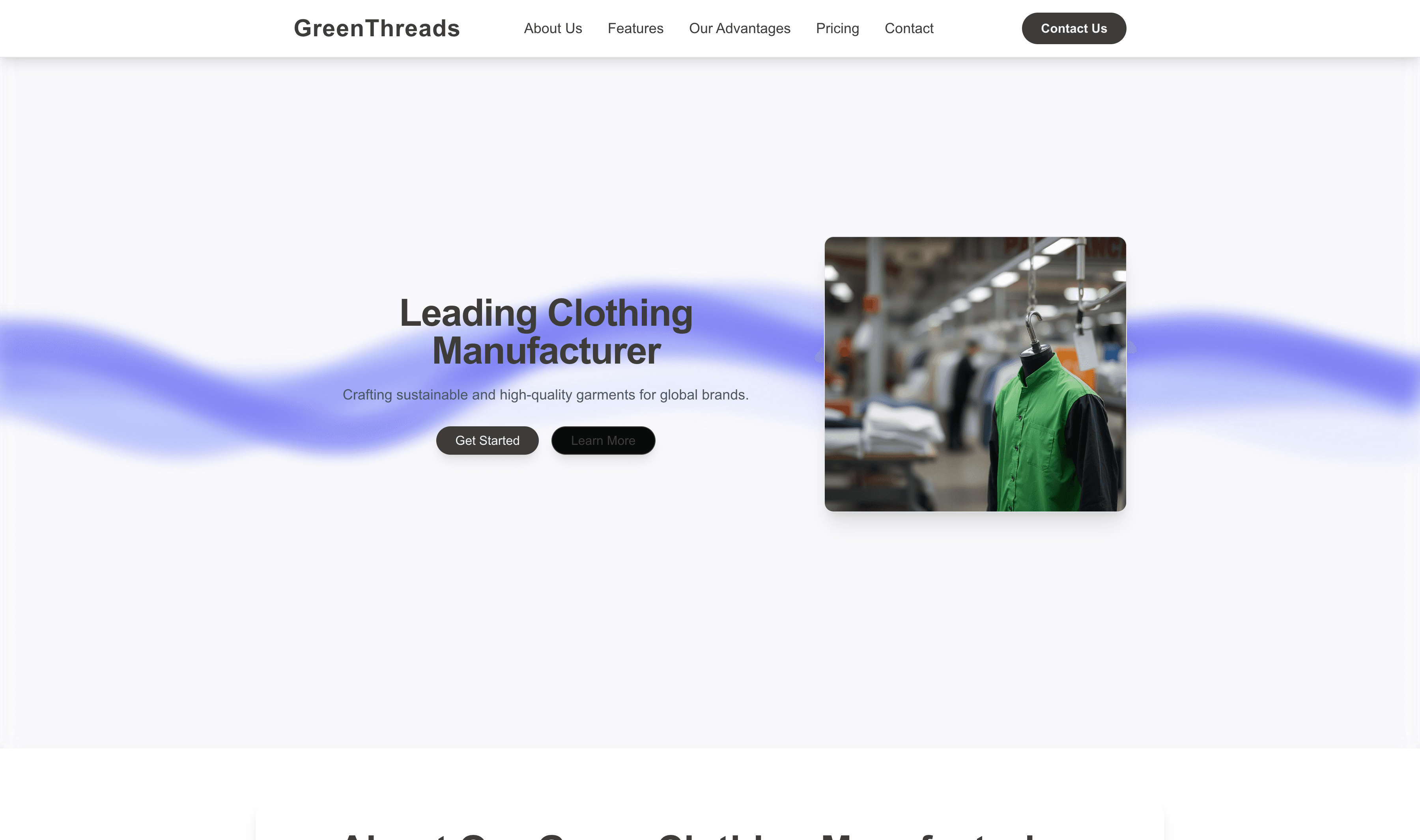 Transform a Clothing Manufacturer (Green) Website Template into Website in Minutes