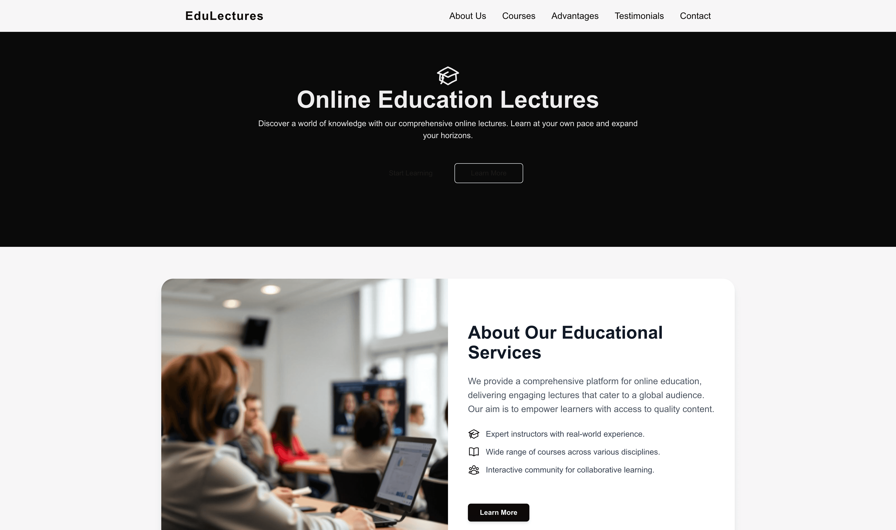 Transform a Online Education Lectures Website Template into Website in Minutes