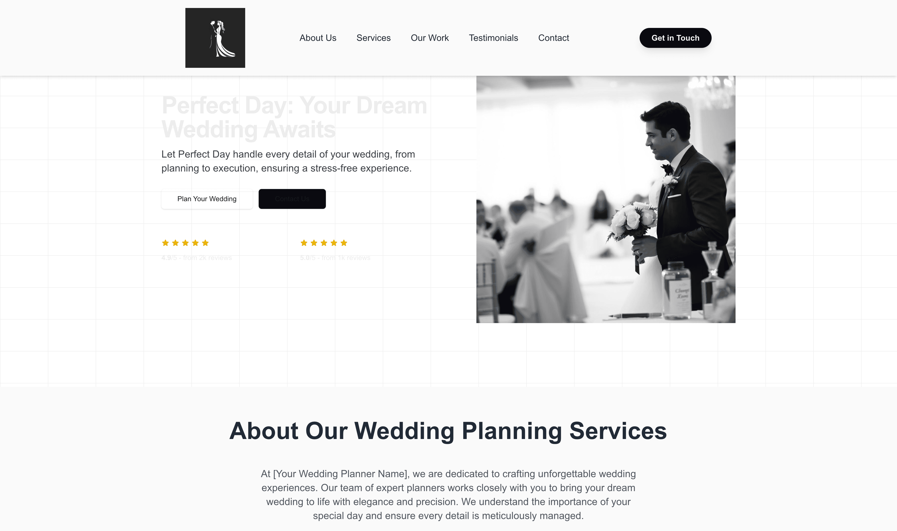 Transform a Wedding Planner Website Template into Website in Minutes