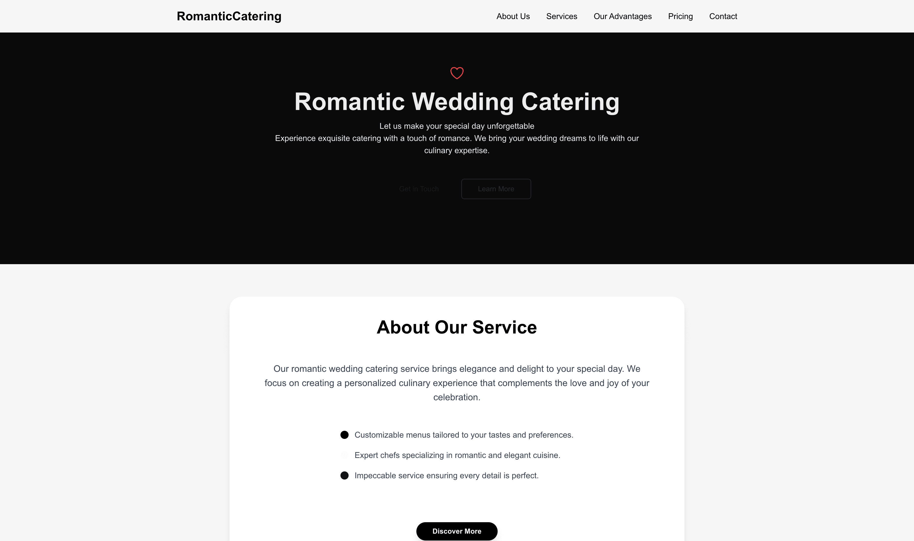 Transform a Wedding Caterer (Romantic) Website Template into Website in Minutes