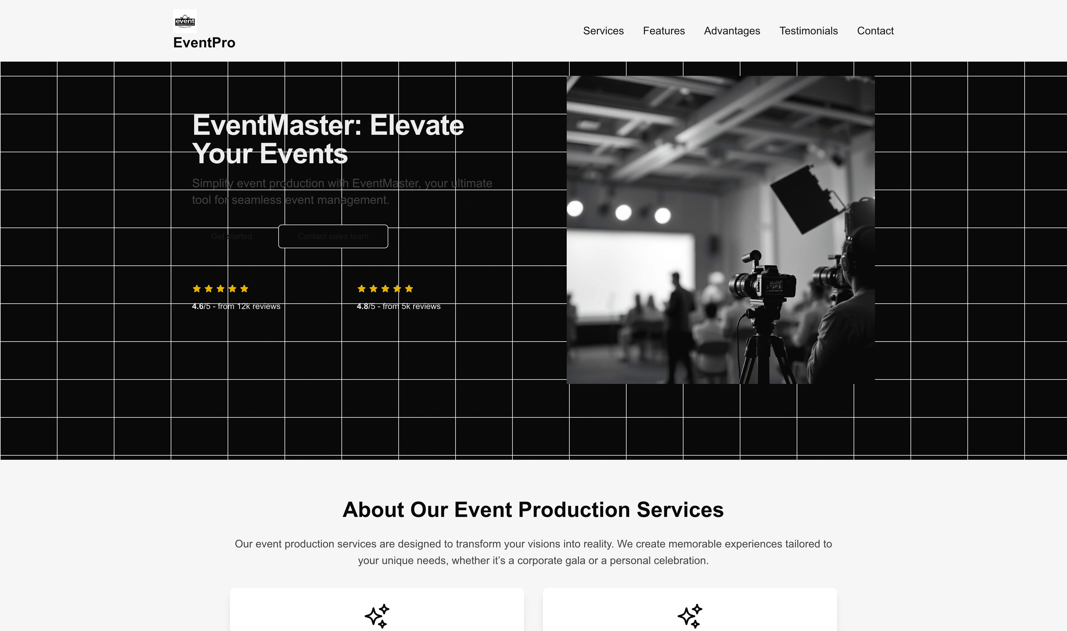Transform a Event Production Website Template into Website in Minutes