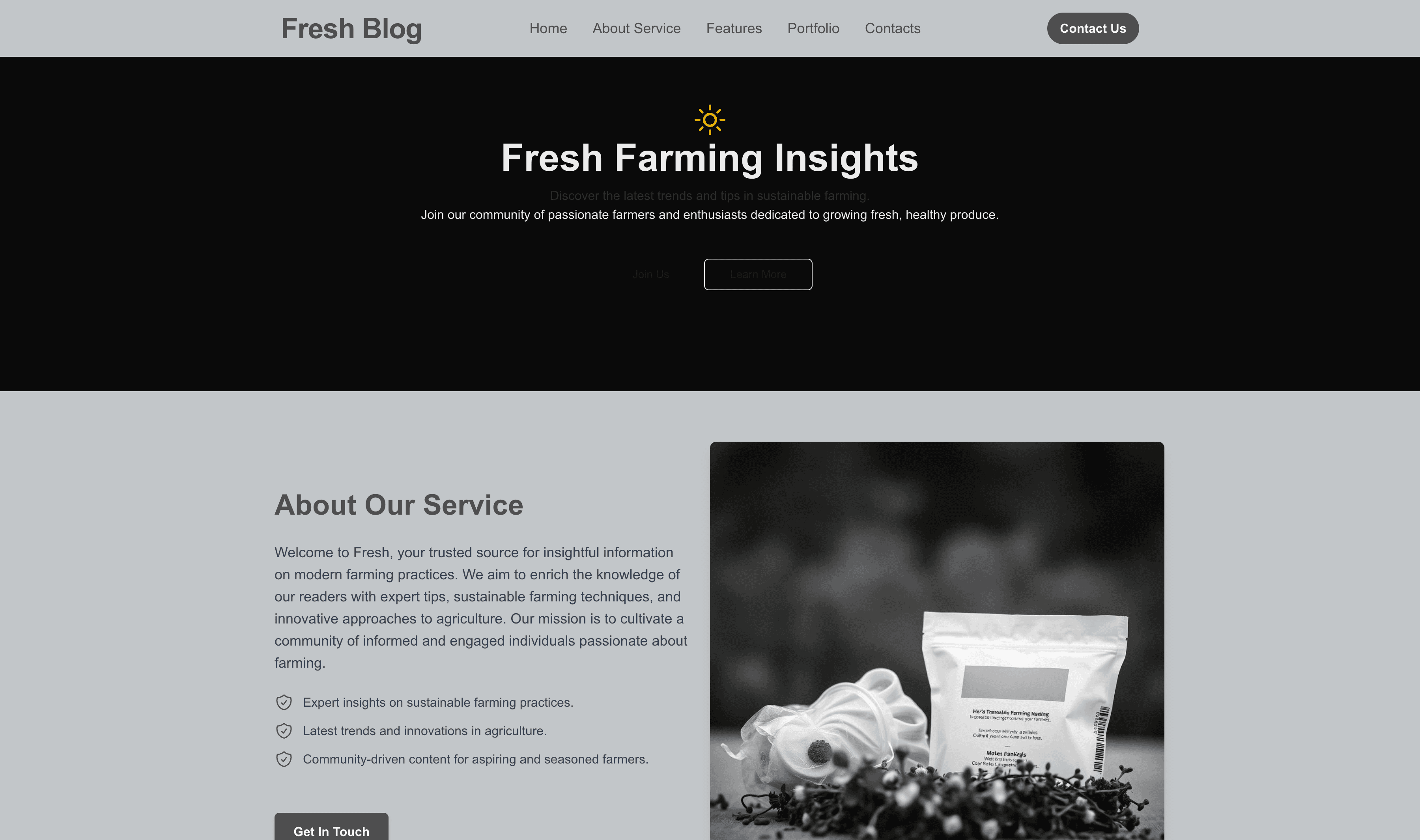 Transform a Farming Blog (Fresh) Website Template into Website in Minutes