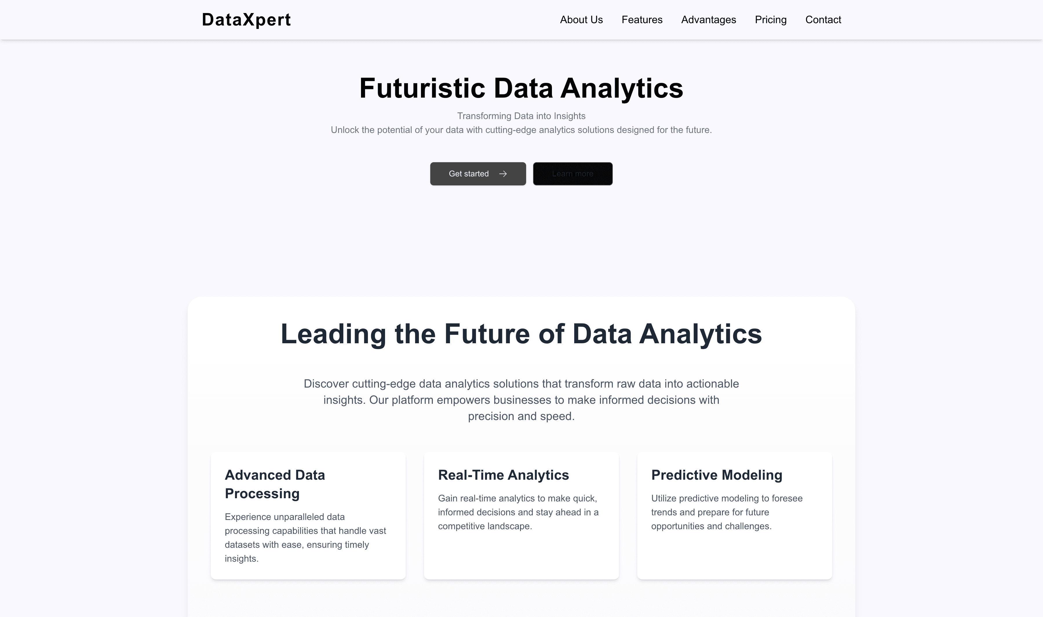Transform a Data Analytics Software Company (Futuristic) Website Template into Website in Minutes