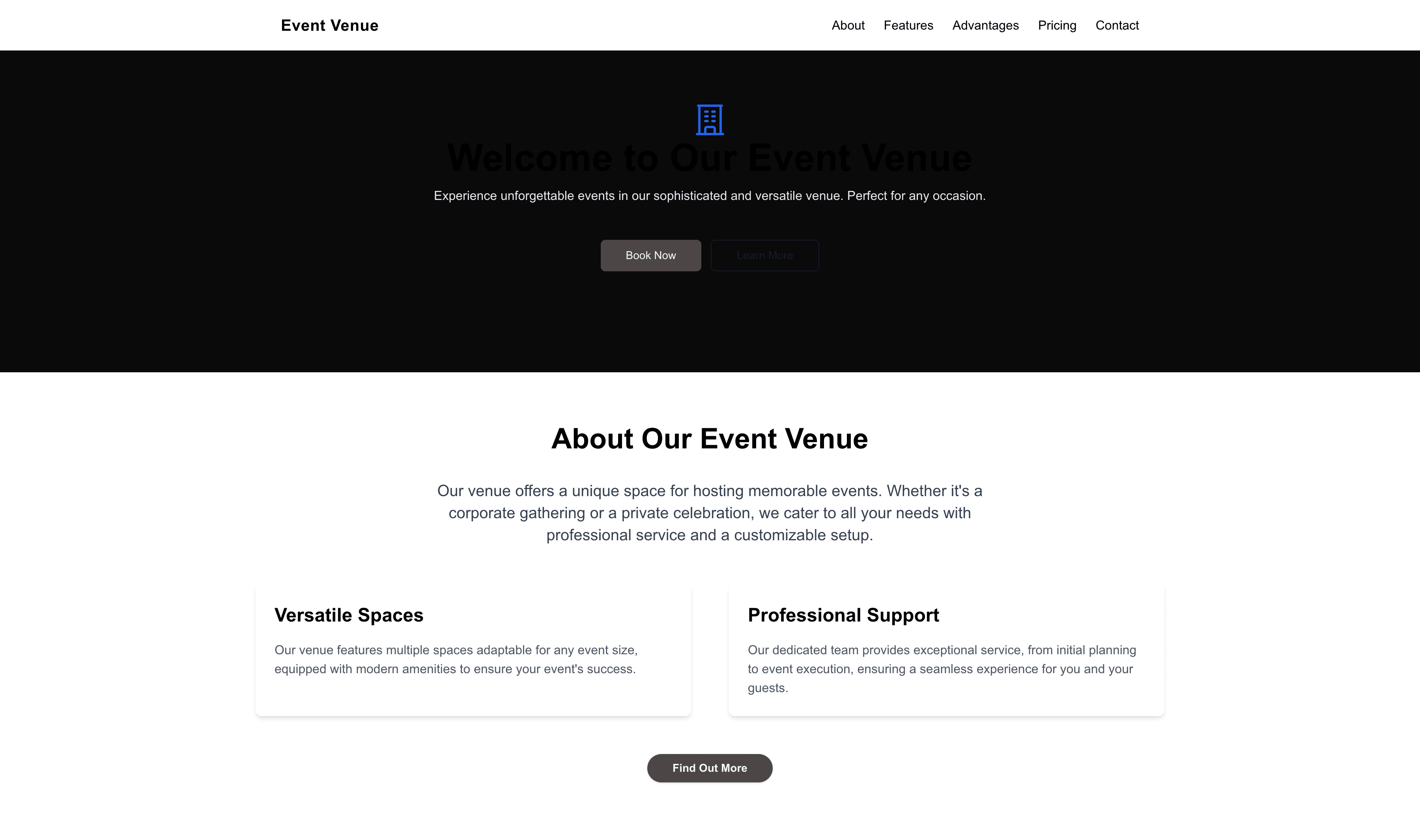Transform a Event Venue Website Template into Website in Minutes