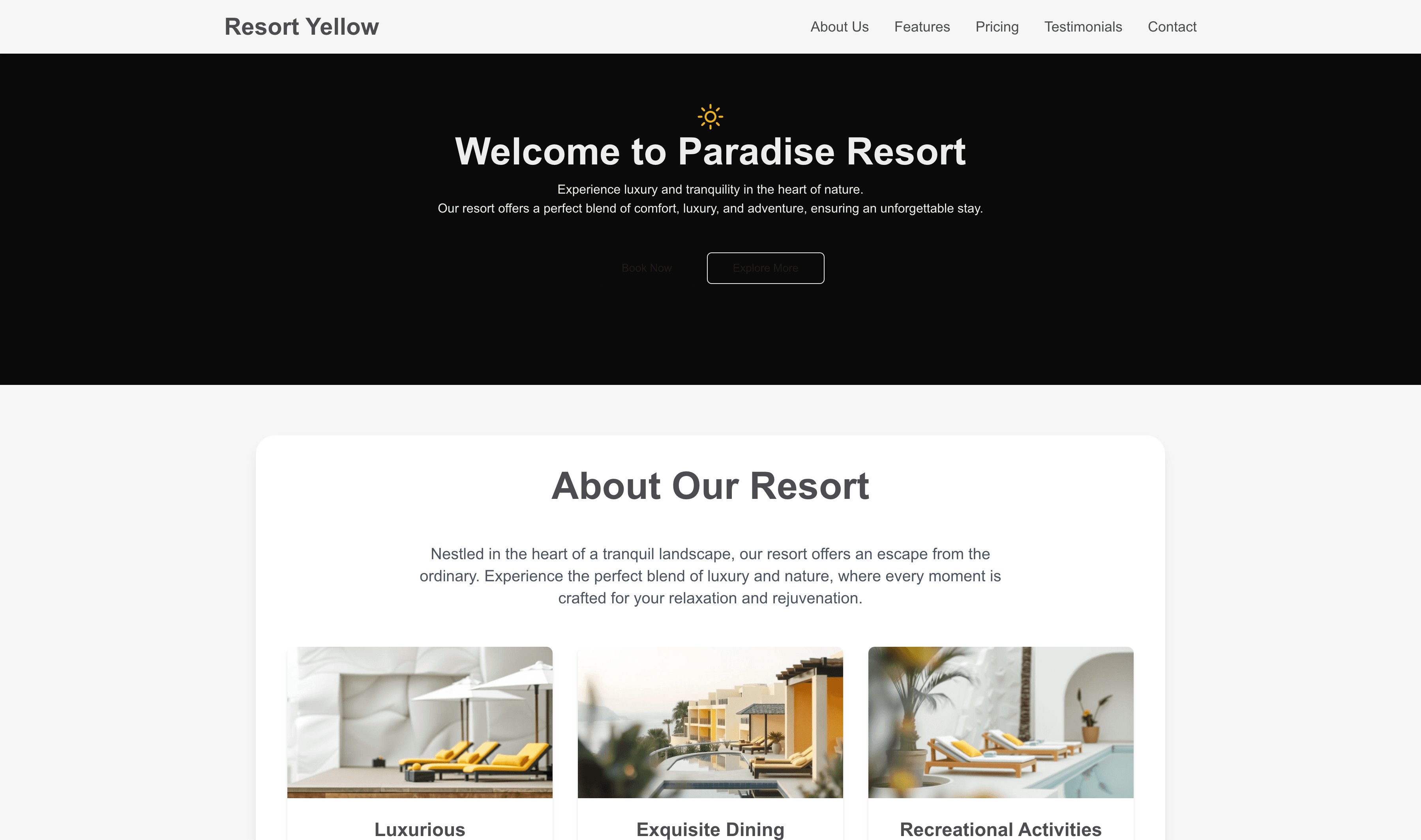 Transform a Resort (Yellow) Website Template into Website in Minutes