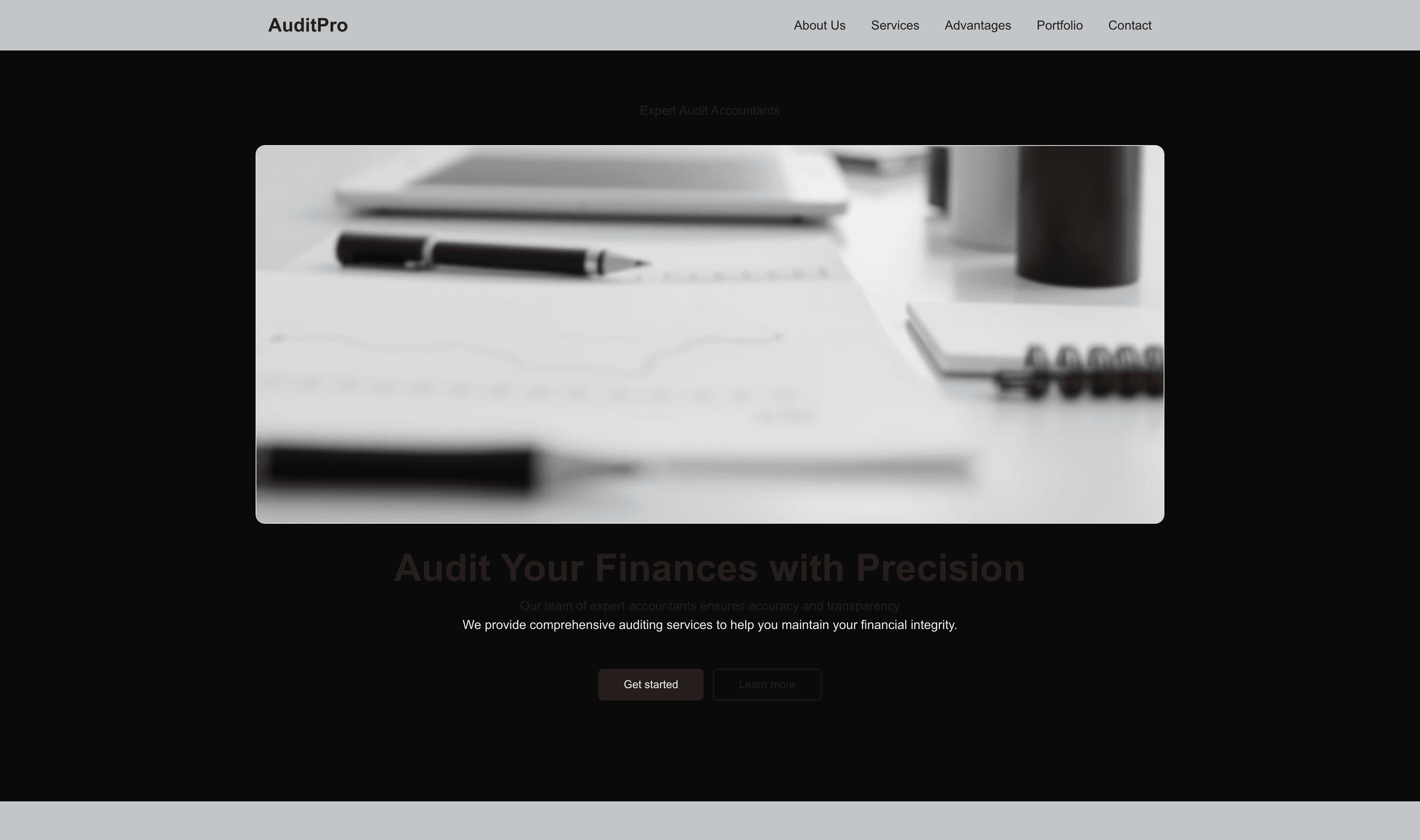 Transform a Audit Accountant (Graphic) Website Template into Website in Minutes