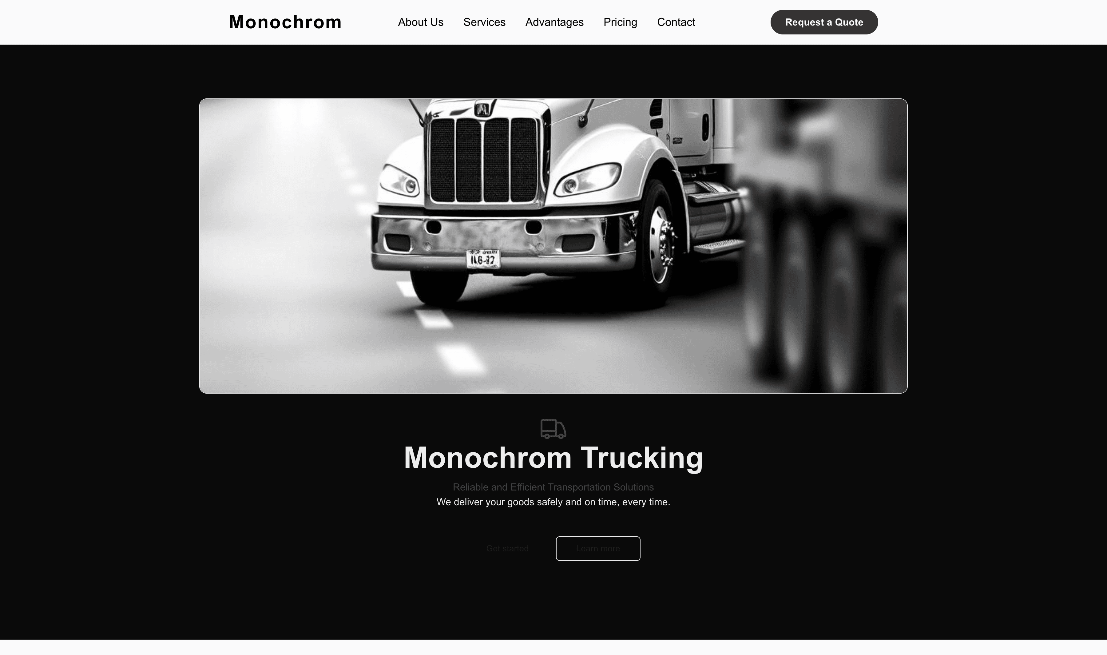 Transform a Trucking Company (Monochrom) Website Template into Website in Minutes