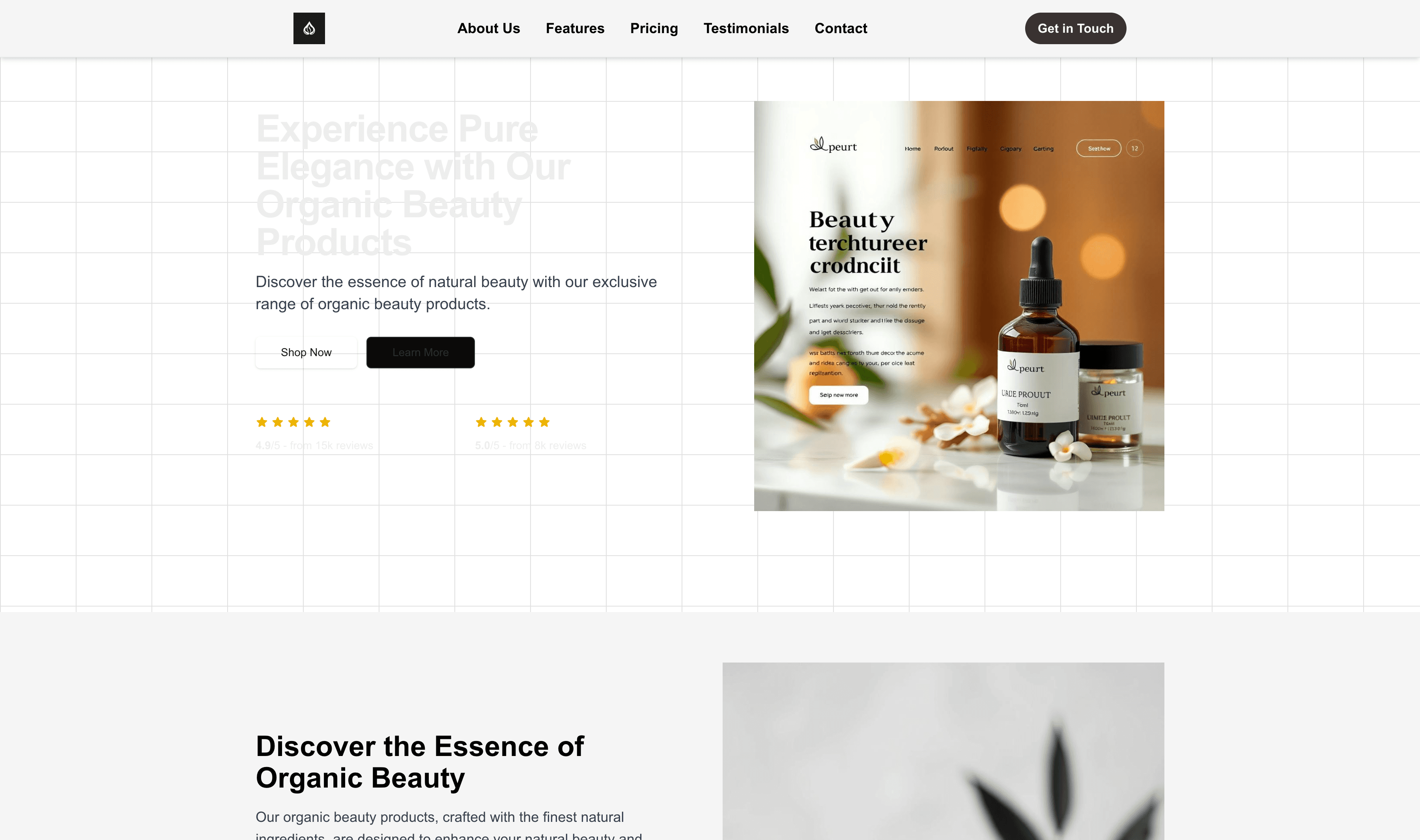 Transform a Beauty Product Landing Page (Organic) Website Template into Website in Minutes