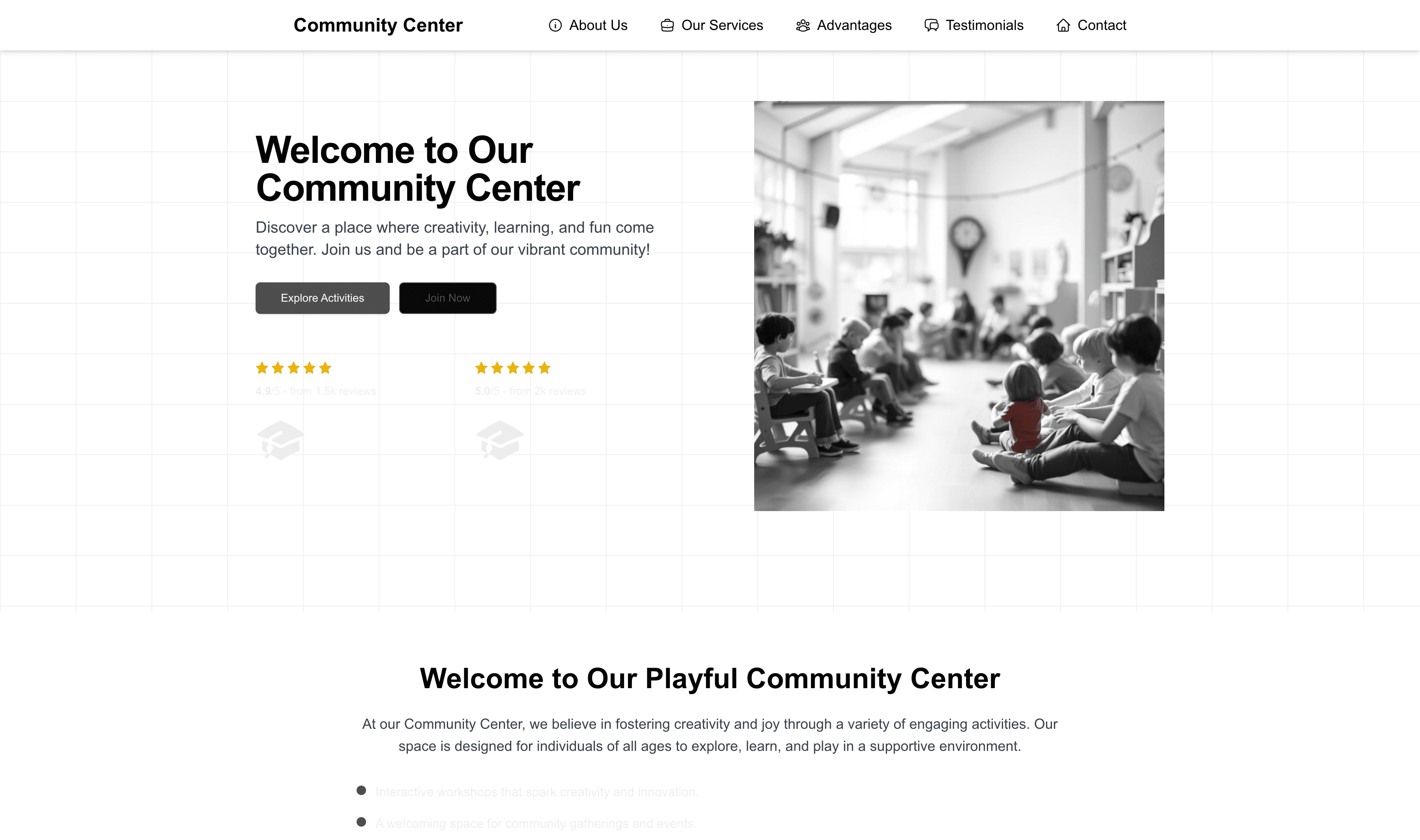 Transform a Community Center (Playful) Website Template into Website in Minutes