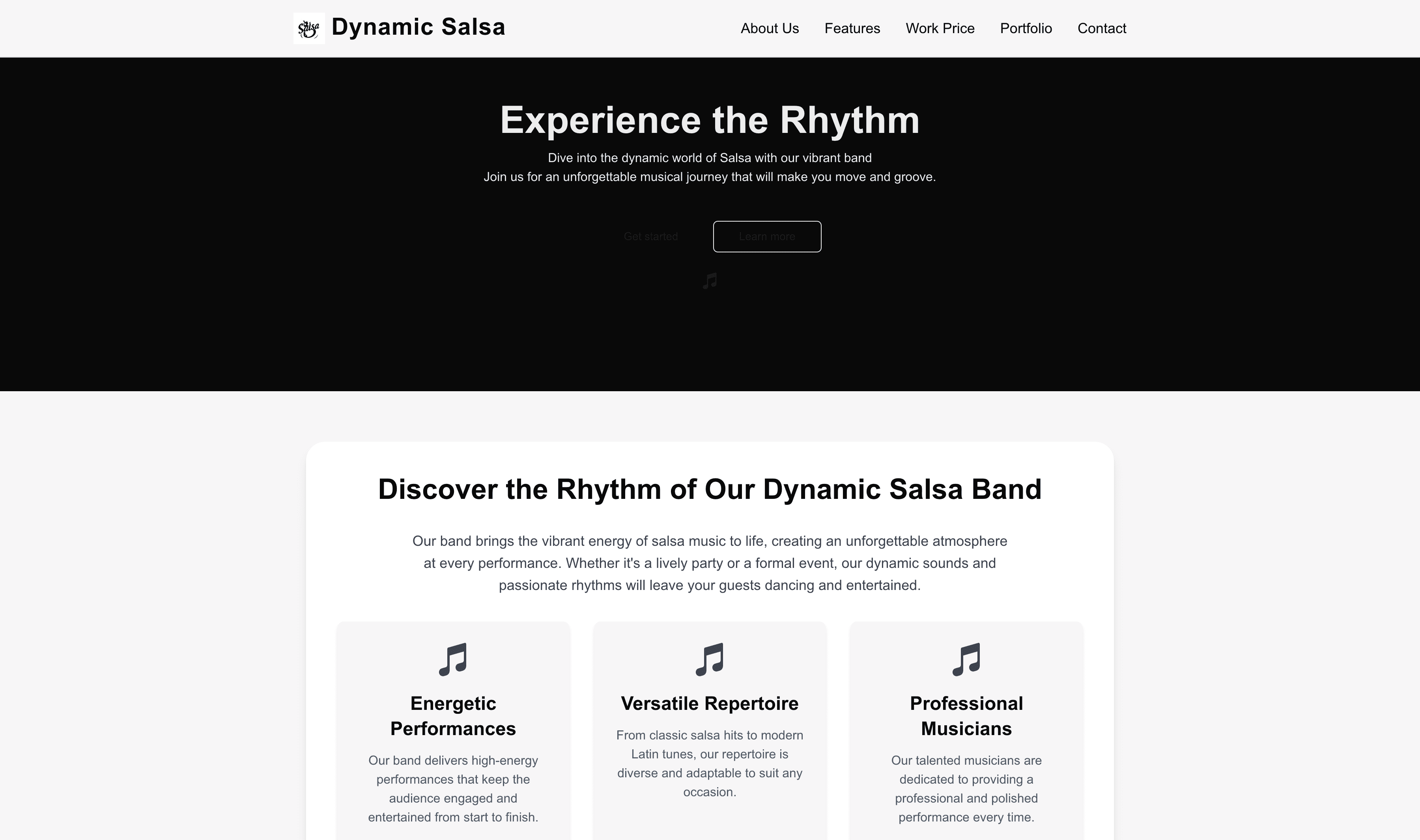 Transform a Salsa Band (Dynamic) Website Template into Website in Minutes
