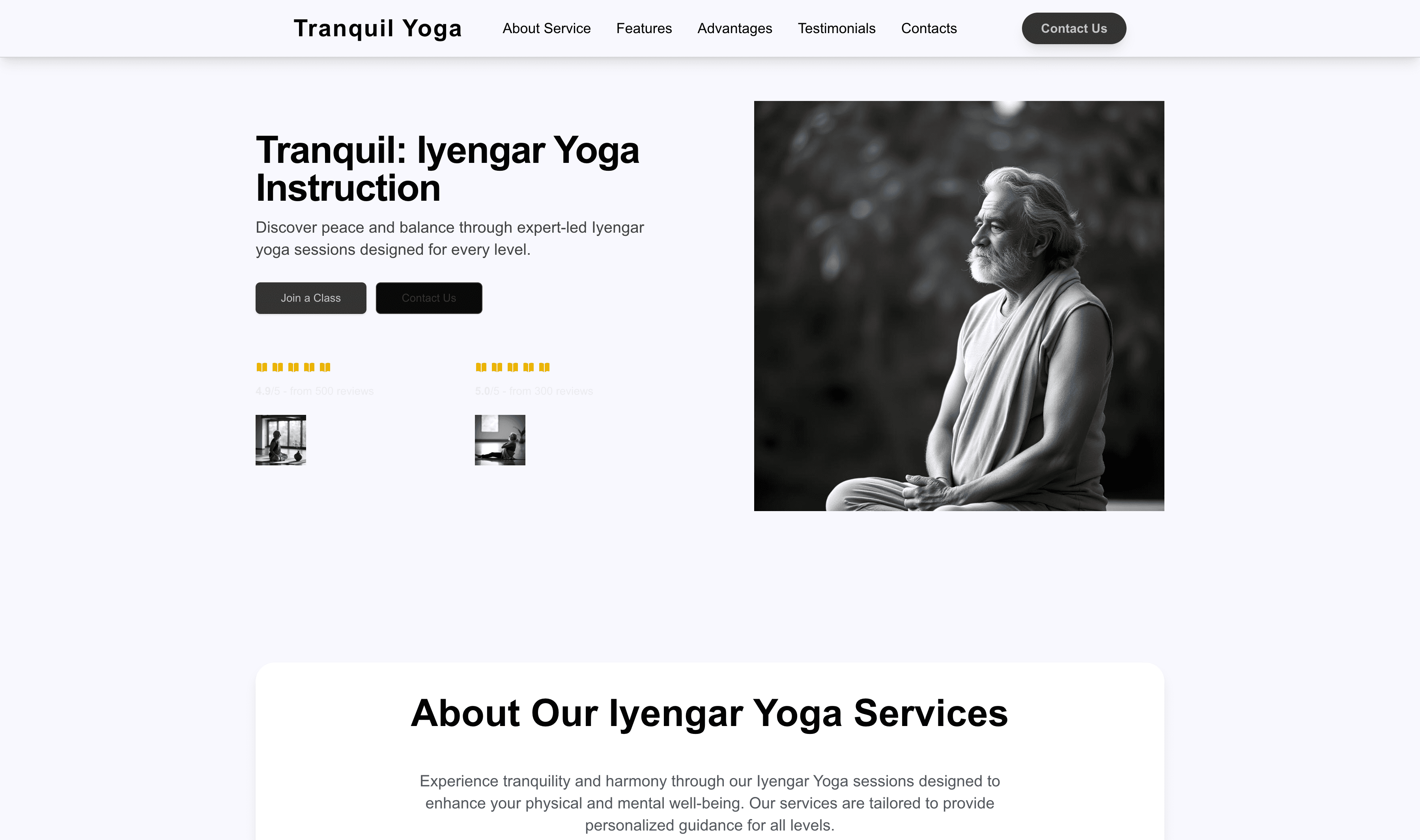 Transform a Iyengar Yoga Instructor (Tranquil) Website Template into Website in Minutes