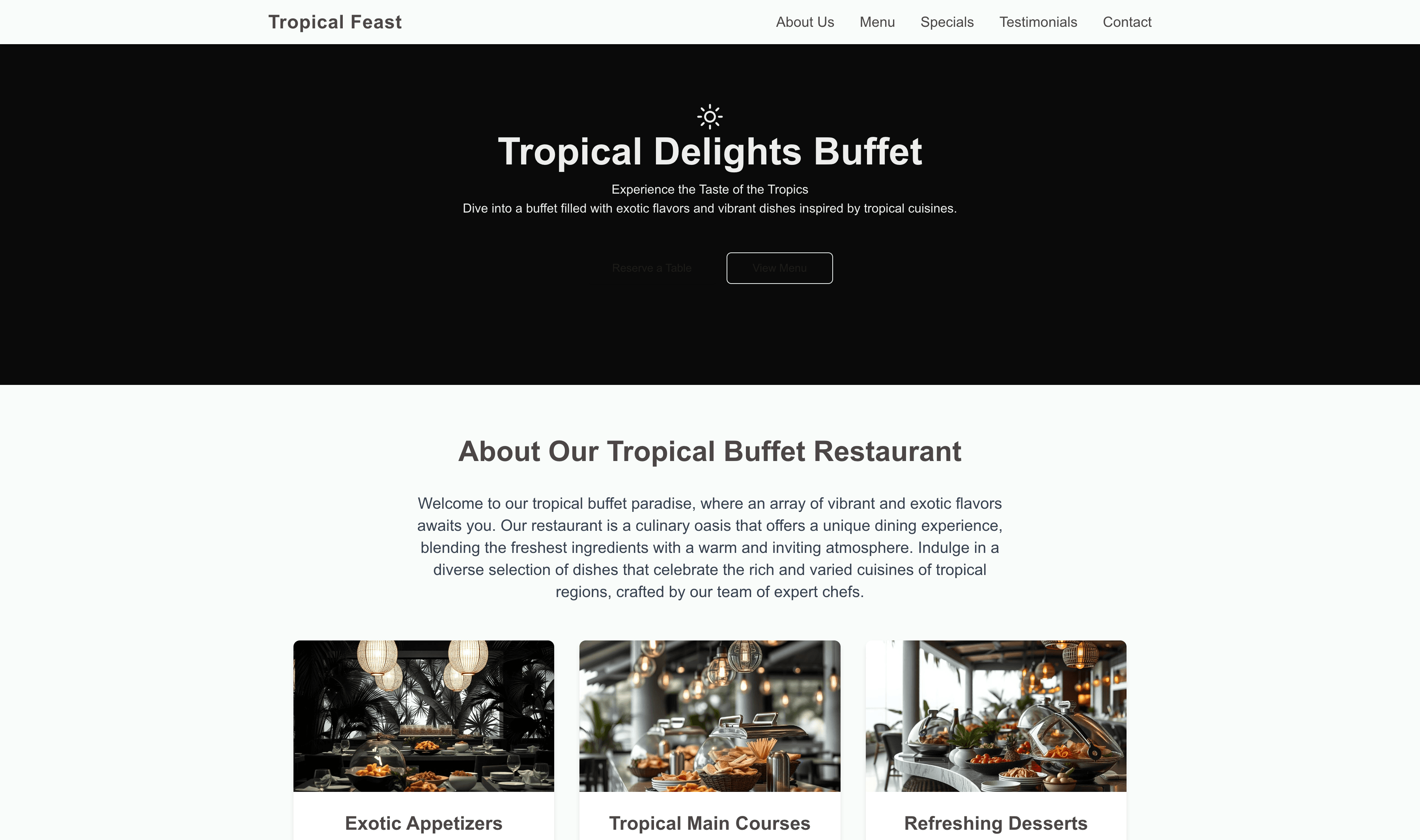 Transform a Buffet Restaurant (Tropical) Website Template into Website in Minutes
