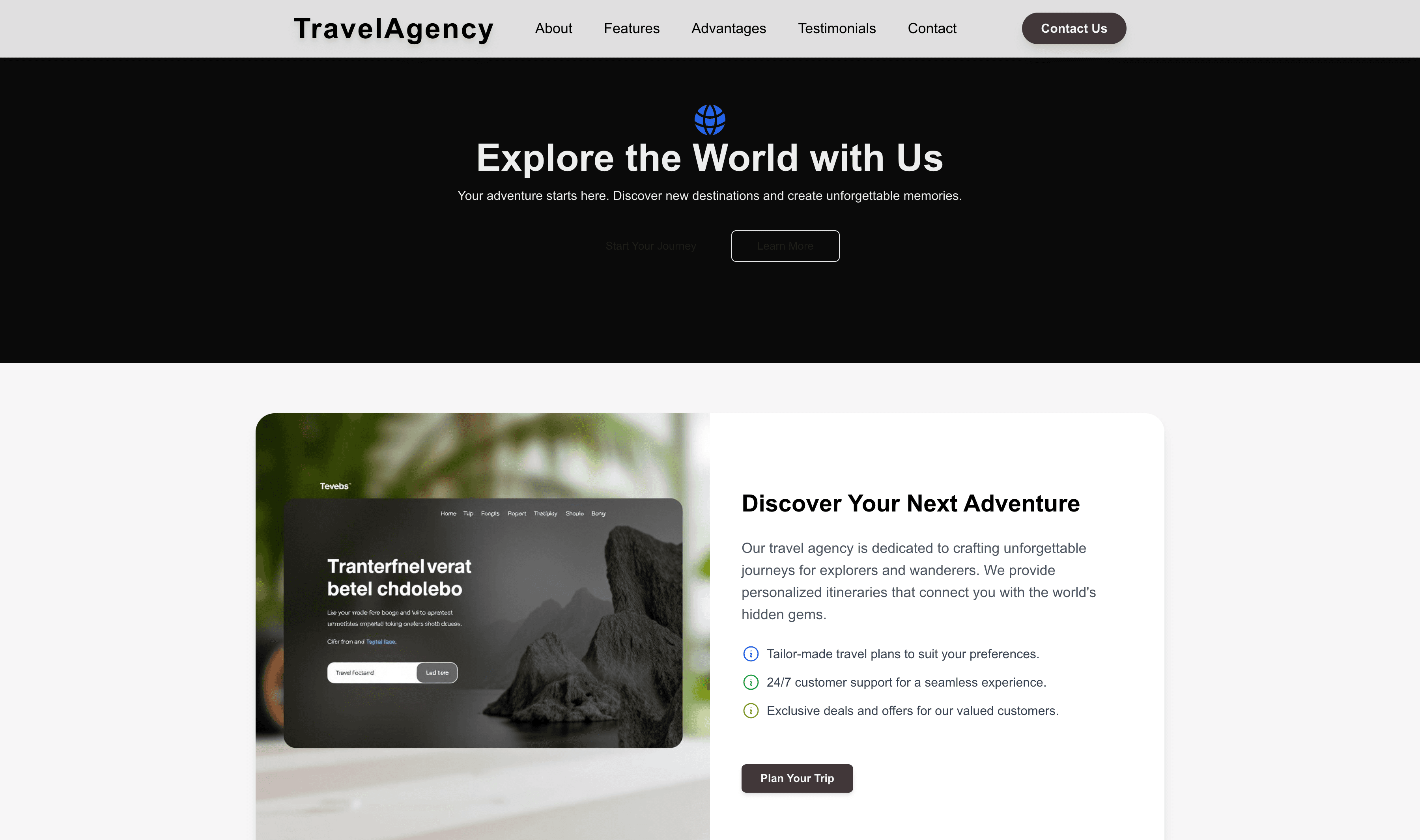 Transform a Travel Agency Landing Page (Clean) Website Template into Website in Minutes