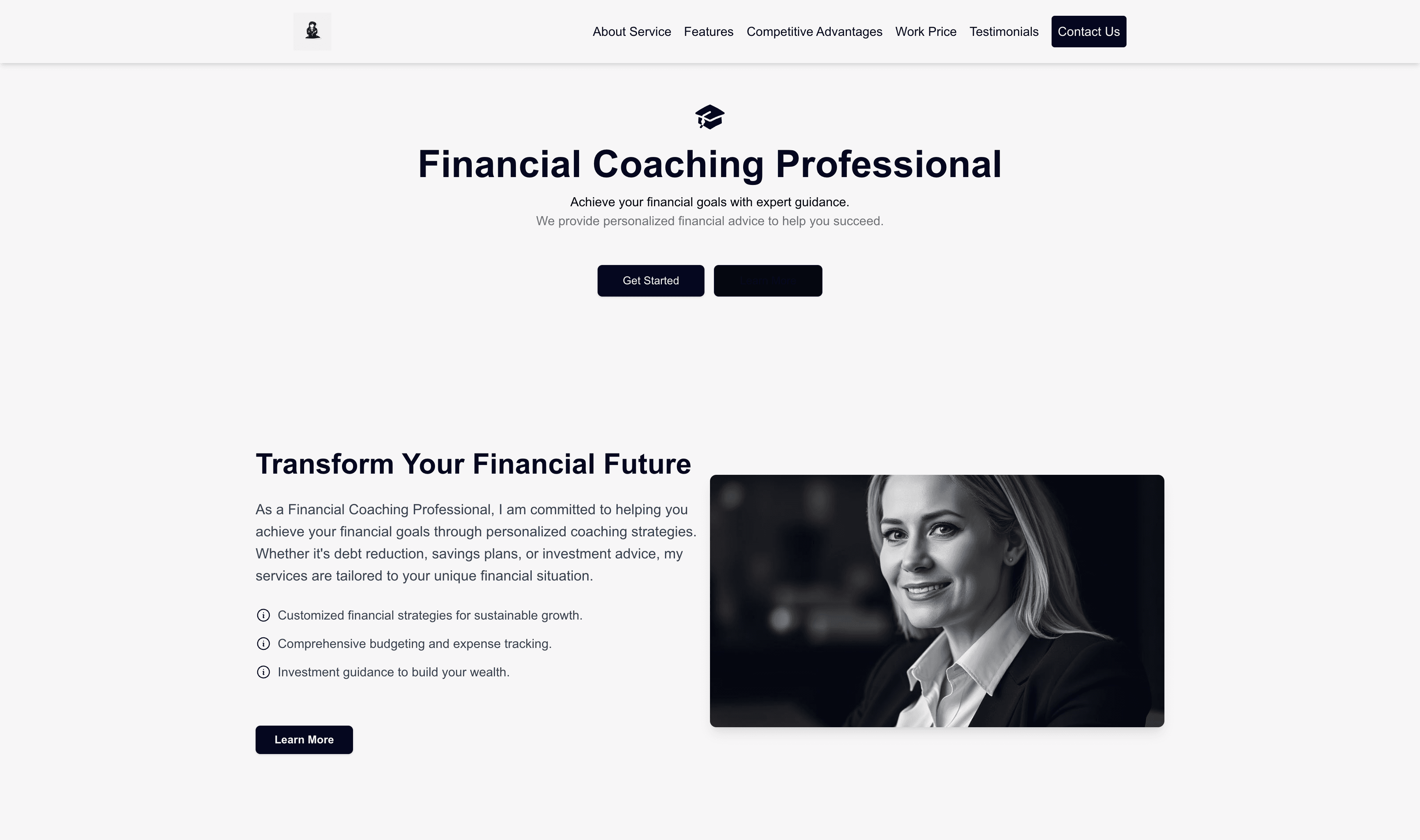 Transform a Financial Coaching Professional Website Template into Website in Minutes