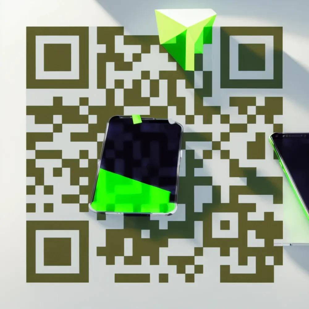 Photorealistic composition featuring a blank smartphone and a vivid green pickaxe prop, arranged side by side on a clean, smooth desktop.
