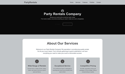party-rentals-company-website-template