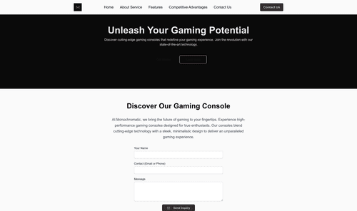 gaming-console-company-monochromatic-website-template