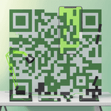 Smartphone and vivid green pickaxe arranged neatly on a neutral surface.
